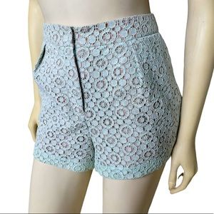 Victoria Beckham Mint Green Lace Shorts